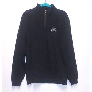 Divots pullover 1/4 Zip Sz  L Black knit LS Huntington Hills Golf Polo sweater